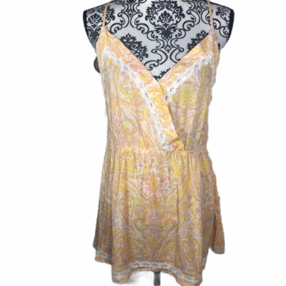 Dance & Marvel L Lace Trim Yellow Dress